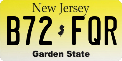 NJ license plate B72FQR