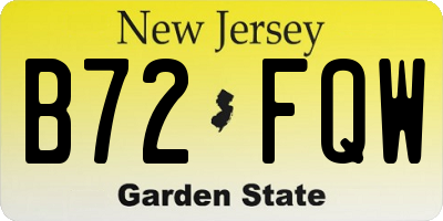 NJ license plate B72FQW