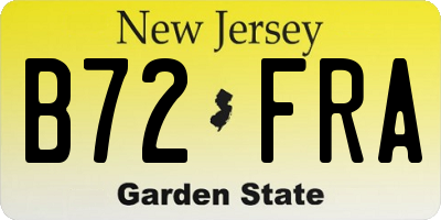 NJ license plate B72FRA