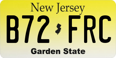 NJ license plate B72FRC