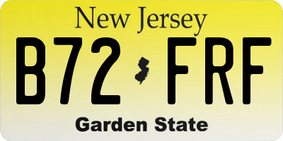 NJ license plate B72FRF