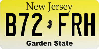 NJ license plate B72FRH