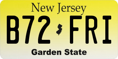 NJ license plate B72FRI
