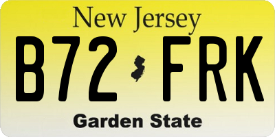NJ license plate B72FRK