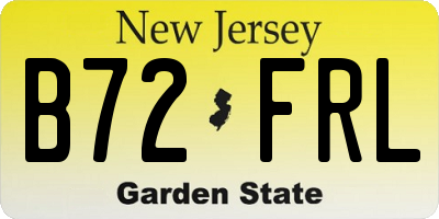 NJ license plate B72FRL