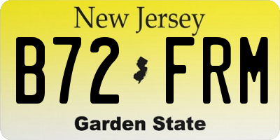 NJ license plate B72FRM
