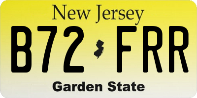 NJ license plate B72FRR