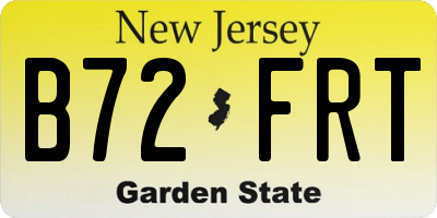 NJ license plate B72FRT