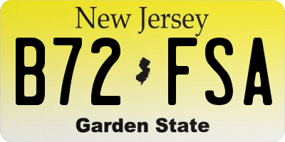 NJ license plate B72FSA