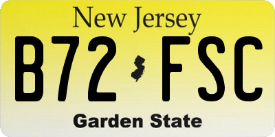 NJ license plate B72FSC