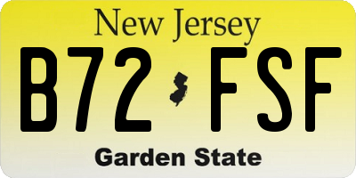 NJ license plate B72FSF