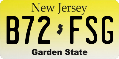 NJ license plate B72FSG