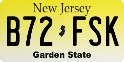 NJ license plate B72FSK