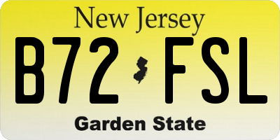 NJ license plate B72FSL