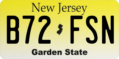 NJ license plate B72FSN