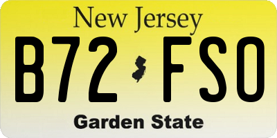 NJ license plate B72FSO