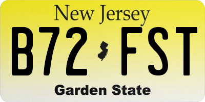 NJ license plate B72FST