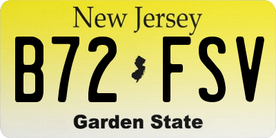 NJ license plate B72FSV
