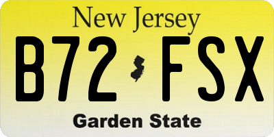 NJ license plate B72FSX