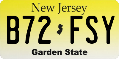 NJ license plate B72FSY