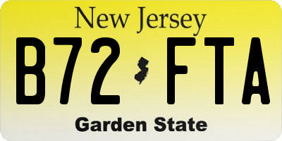 NJ license plate B72FTA