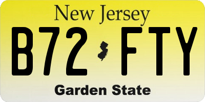 NJ license plate B72FTY