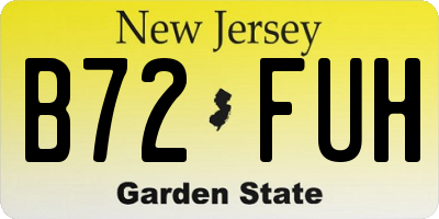 NJ license plate B72FUH