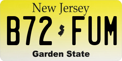 NJ license plate B72FUM