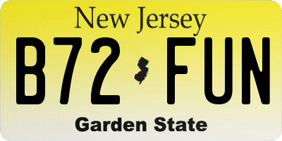 NJ license plate B72FUN