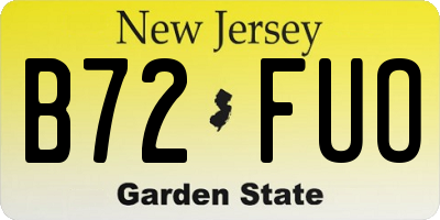 NJ license plate B72FUO