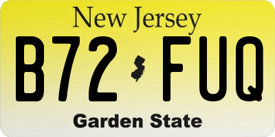 NJ license plate B72FUQ