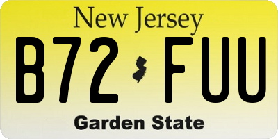 NJ license plate B72FUU
