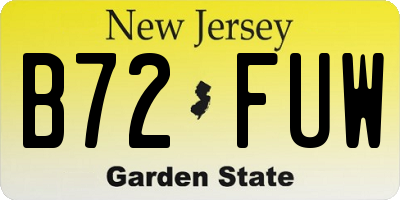 NJ license plate B72FUW