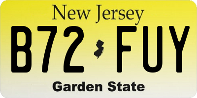 NJ license plate B72FUY