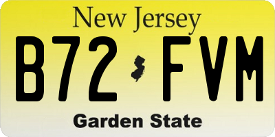 NJ license plate B72FVM