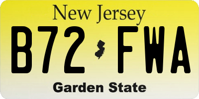 NJ license plate B72FWA