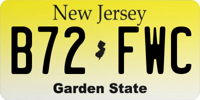 NJ license plate B72FWC
