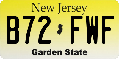 NJ license plate B72FWF