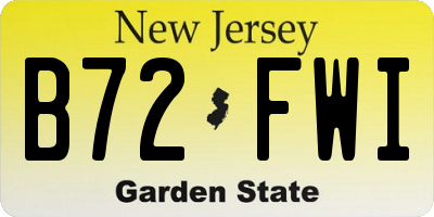 NJ license plate B72FWI