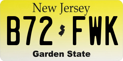 NJ license plate B72FWK