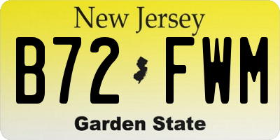 NJ license plate B72FWM