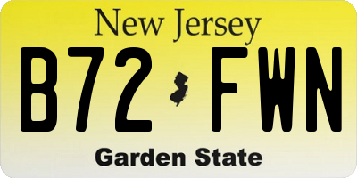 NJ license plate B72FWN