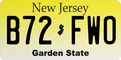 NJ license plate B72FWO