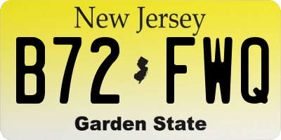 NJ license plate B72FWQ