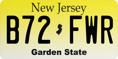 NJ license plate B72FWR