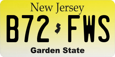 NJ license plate B72FWS