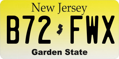 NJ license plate B72FWX