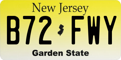 NJ license plate B72FWY