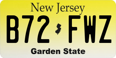 NJ license plate B72FWZ