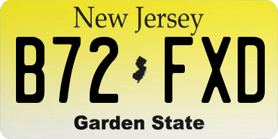 NJ license plate B72FXD